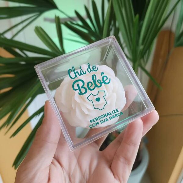 Vela Rosa Pêonia Lembrancinha Personalizada